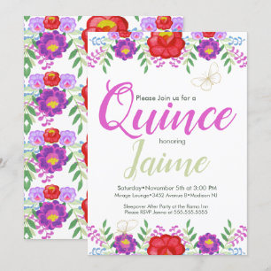 Convites Quinceanera Quince Aquarela Floral Rosa Branco