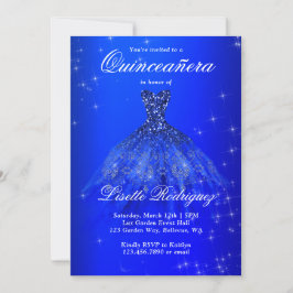 Convites Quinceanera Real de Vestido Azul Elegante