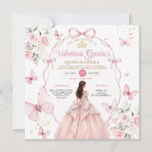 Convites Quinceañera Rosa 15 Anos Borboletas