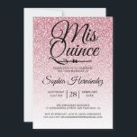 Convites Quinceañera Rosa cor-de-rosa 15 de-relva<br><div class="desc">Um convite de 15 anos glamouroso, moderno, rosa cor-de-rosa, ombre design Quinceañera, apresenta o texto "Mis Quince" na caligrafia manuscrita em chic preto. Convite de aniversário perfeito para uma Quinceañera glamourosa, perfeita para ela, a modista que ama padrões modernos, brilho, luxo e vidro. Desenvolvido exclusivamente para você pelo Happy Dolphin...</div>