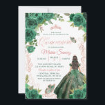 Convites Quinceañera Rosa Dourado Hunter Green Floral<br><div class="desc">Convite Floral Mexicano para Quinceañera rosa Dourado Hunter Verde</div>