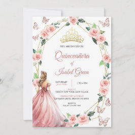 Convites Quinceañera Rosa e Dourada