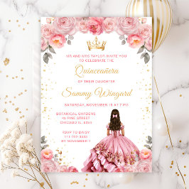 Convites Quinceañera rosa Rosa Princesa Floral