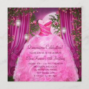 Convites Quinceanera, Rosa Rosa Quente