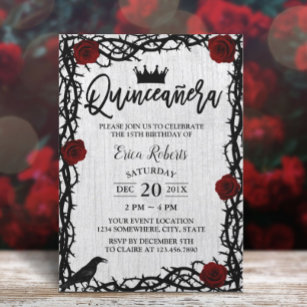 Convites Quinceanera Rosa Thorn Elegante Fada Leitura Anive
