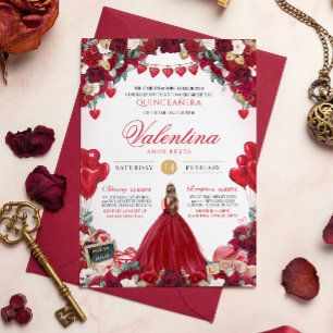 Convites Quinceanera rosa vermelha Doce 15 Dias de os namor