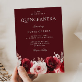 Convites Quinceanera, Rosa vermelha Encantada Vermelha Burg