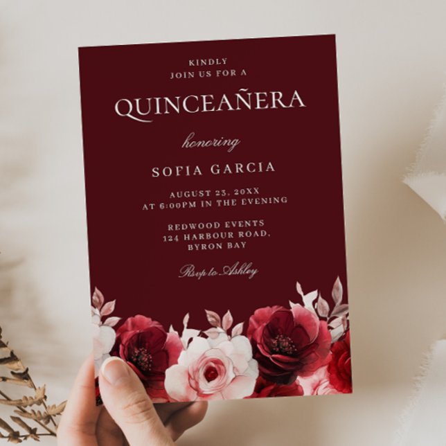 Convites Quinceanera, Rosa vermelha Encantada Vermelha Burg (Criador carregado)