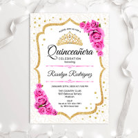Quinceanera - Rosas Douradas Brancas Rosa