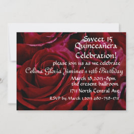 Convites Quinceañera rosas vermelhas