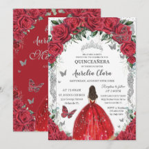 Quinceañera Rosas vermelhas Floral Princesa Vestid