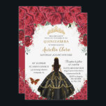 Convites Quinceañera Rosas vermelhas Flores Negras Vestidos<br><div class="desc">Personalize este adorável convite da quinceañera com uma redação simples e rápida,  basta pressionar o botão personalizá-lo para reorganizar e formatar o estilo e a colocação do texto. Itens correspondentes disponíveis no repositório! c) O Feliz Cat Studio</div>