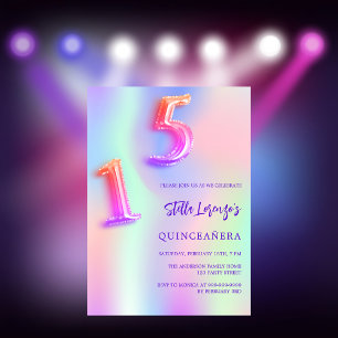 Convites Quinceanera roxa Holográfica