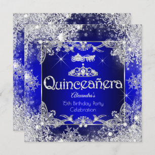 Convites Quinceanera Royal Blue Fairytale Winter Wonderland