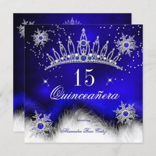 Convites Quinceanera Royal Blue Snowflake 15 Birthday