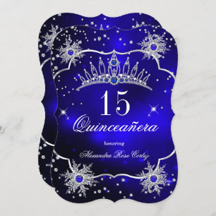 Convites Quinceanera Royal Blue Snowflake, Festa de 15 Tiar