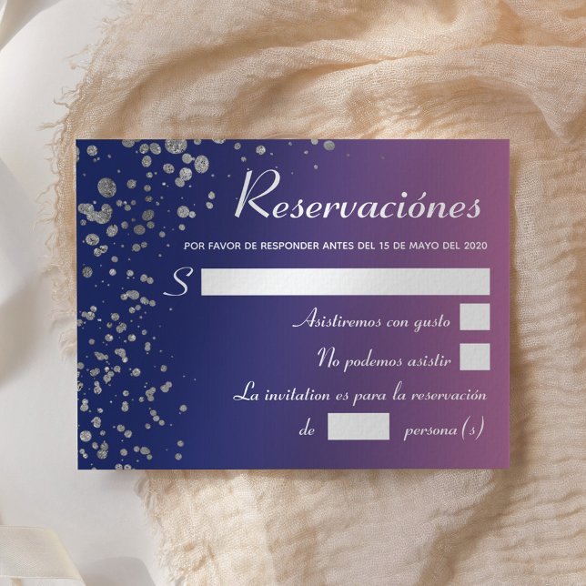 Convites Quinceanera Royal Pink Silver Reserva Espanhola (Criador carregado)