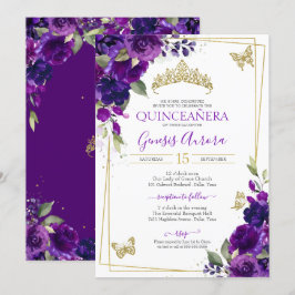 Convites Quinceañera Royal Purple Butterfly