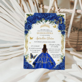 Convites Quinceañera Royal Rosas Floral Vintage Dourada