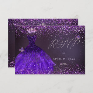 Convites Quinceanera RSVP Butterfly Ultra Violet Gown