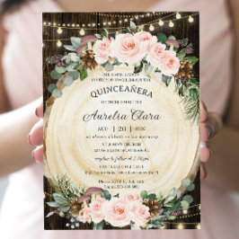 Convites Quinceañera Rustic Blush Floresta Encantada Floral