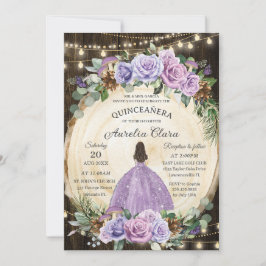 Convites Quinceañera Rústica Floresta Floral Encantada