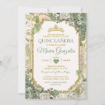 Convites Quinceañera Sage Borboleta Verde e Dourada<br><div class="desc">Quinceañera Sage Green & Dourada Crown Mexicana Butterfly Convite Mis Quince 15 Anos,  16º aniversário</div>