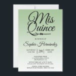 Convites Quinceañera Sage Green 15 Birthday<br><div class="desc">Um convite de 15 anos do moderno design verde-sábio Quinceañera apresenta o texto "Mis Quince" na caligrafia manuscrita em chic. Convite de aniversário perfeito para uma na moda Quinceañera,  perfeito para ela,  a modista que ama padrões e estilo modernos. Desenvolvido exclusivamente para você pelo Happy Dolphin Studio.</div>