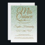 Convites Quinceañera Sage Green Glitter 15 Aniversário<br><div class="desc">Um convite de 15 anos, glamouroso, moderno e sábio, glitter ombre design Quinceañera, apresenta o texto "Mis Quince" na caligrafia de guião manuscrita em falso ouro. Convite de aniversário perfeito para uma Quinceañera glamourosa, perfeita para ela, a modista que ama padrões modernos, brilho, luxo e vidro. Desenvolvido exclusivamente para você...</div>