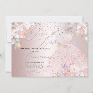 Convites Quinceanera Salve o Dia Rosa Beijado Ervilhacas