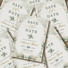 Convites Quinceanera Salve o Dia Verde Dourado Eucalipto