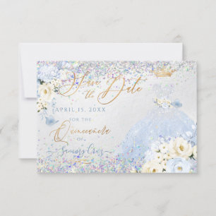 Convites Quinceanera Save Date Holographic Confetti