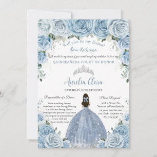 Convites Quinceañera Silver Baby Blue Floral Pedido