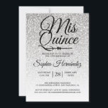 Convites Quinceañera Silver Glitter 15 Birthday<br><div class="desc">Um convite de 15 anos, glamouroso, moderno design de cinzas ombre Quinceañera, apresenta o texto "Mis Quince" na caligrafia manuscrita em preto. Convite de aniversário perfeito para uma Quinceañera glamourosa, perfeita para ela, a modista que ama padrões modernos, brilho, luxo e vidro. Desenvolvido exclusivamente para você pelo Happy Dolphin Studio....</div>