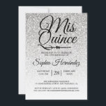 Convites Quinceañera Silver Glitter 15 Birthday<br><div class="desc">Um convite de 15 anos, glamouroso, moderno design de cinzas ombre Quinceañera, apresenta o texto "Mis Quince" na caligrafia manuscrita em preto. Convite de aniversário perfeito para uma Quinceañera glamourosa, perfeita para ela, a modista que ama padrões modernos, brilho, luxo e vidro. Desenvolvido exclusivamente para você pelo Happy Dolphin Studio....</div>