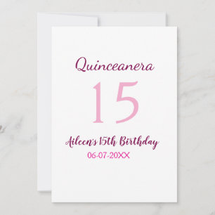 Convites Quinceanera simples 15 de aniversário de fada rosa