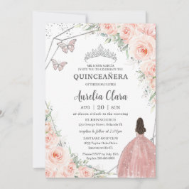 Convites Quinceañera Soft Blush Rosas Florais