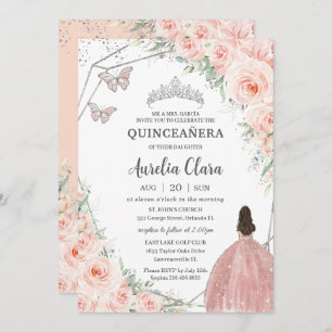 Convites Quinceañera Soft Blush Rosas Florais