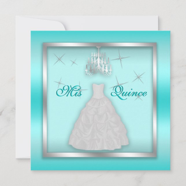 Convites Quinceanera Sparkling convida o branco de prata da (Frente)