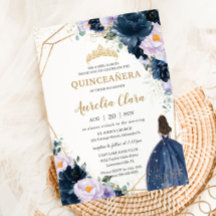 Quinceañera Sweet 16 Purple Lilac Marinho Blue Flo