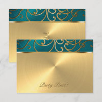 Quinceanera Teal Blue Green e Dourado Filigre