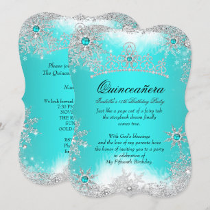 Convites Quinceanera Terra de Encantamento de Inverno Água