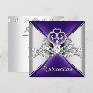 Convites Quinceanera Tiara 15 Roxo Prata Branco Diamante