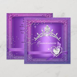 Convites Quinceanera Tiara Roxo 15 Aniversário 15 Anos Fest