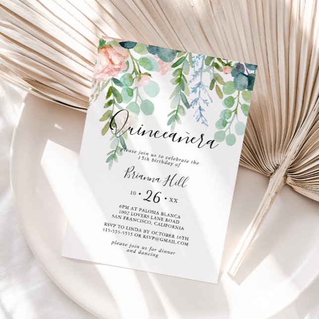 Convites Quinceañera Tropical Colorida Ilustrada (Criador carregado)