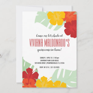 Convites quinceañera TROPICAL LUAU clássico floral