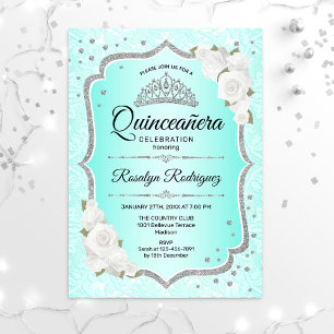 Convites Quinceanera - Turquesa Silver