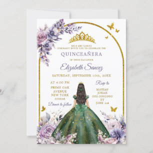 Convites Quinceañera Verde, Caçador de Roxos de Floresta En