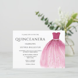 Convites Quinceanera, Vestido De Sereia Rosa