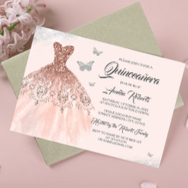 Convites Quinceanera, Vestido do Sparkle Rosa Dourado Silve